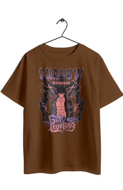 Футболка оверсайз з принтом "Тільки я візьму новий рівень". Anime, manga, solo leveling, sung jinwoo, аниме, манга, новий рівень, сонг джін. 2070702