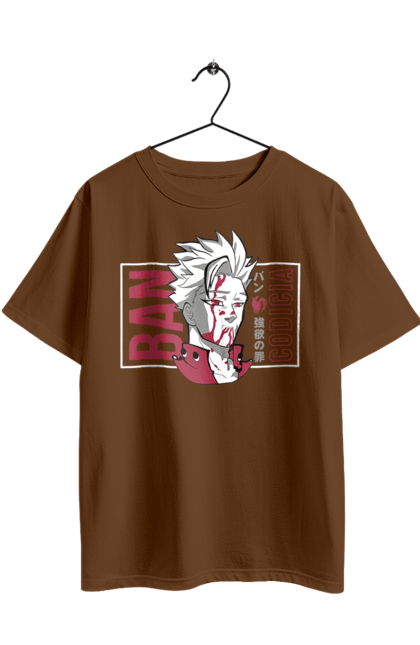 Футболка оверсайз з принтом "Сім смертних гріхів Бан". Ban, seven deadly sins, аніме, бан, лисий гріх жадібності, манга, сім смертних гріхів. 2070702