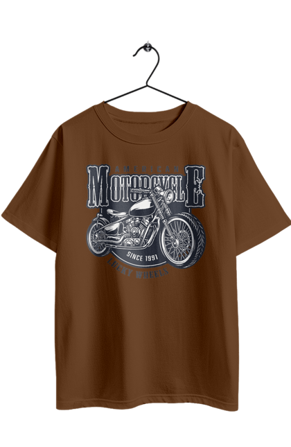 Oversized t-shirt with prints Cool vintage motorcycle. America, good, male, motorcycle, motorcycles, retro, stylish, stylishly, vintage, vintage. 2070702