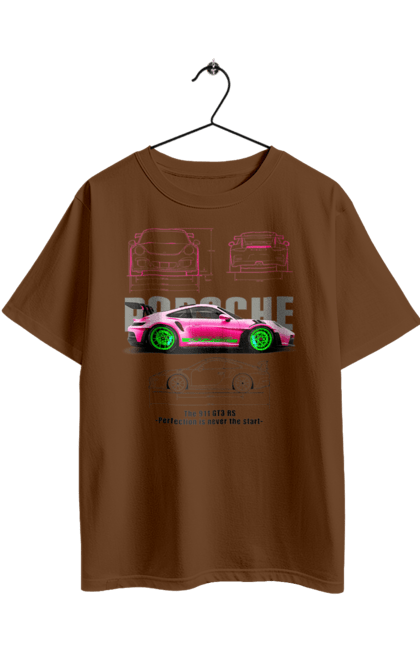 Футболка оверсайз з принтом "Porsche 911 GT3 RS". Porsche, porsche 911, авто, автомобіль, порше, спорт, спортивний автомобіль. 2070702