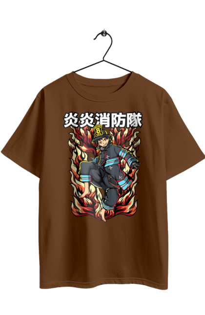 Футболка оверсайз з принтом "Палаюча пожежна бригада Шинра Кусакабе". Fire force, shinra, shinra kusakabe, палаюча пожежна бригада, шинра, шинра кусакабе. 2070702