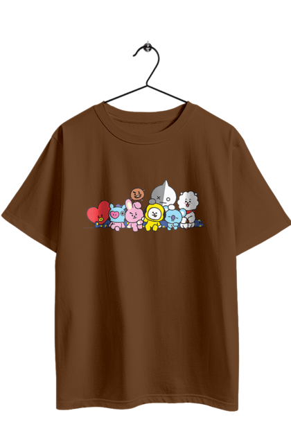 Футболка оверсайз з принтом "BTS & BT21". Bt21, bts, k pop, line, бт21, бтс, іграшка, к-поп, лайн, персонажі. 2070702