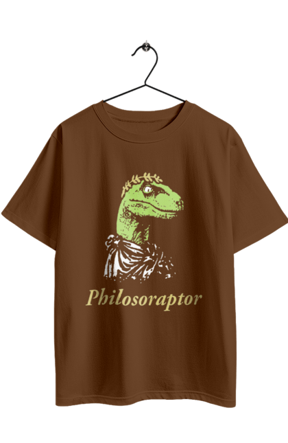 Футболка оверсайз з принтом "Філосораптор". Philosoraptor, raptor, velociraptor, велоцираптор, динозавр, мем, раптор, філосораптор, філософ, філософія. 2070702