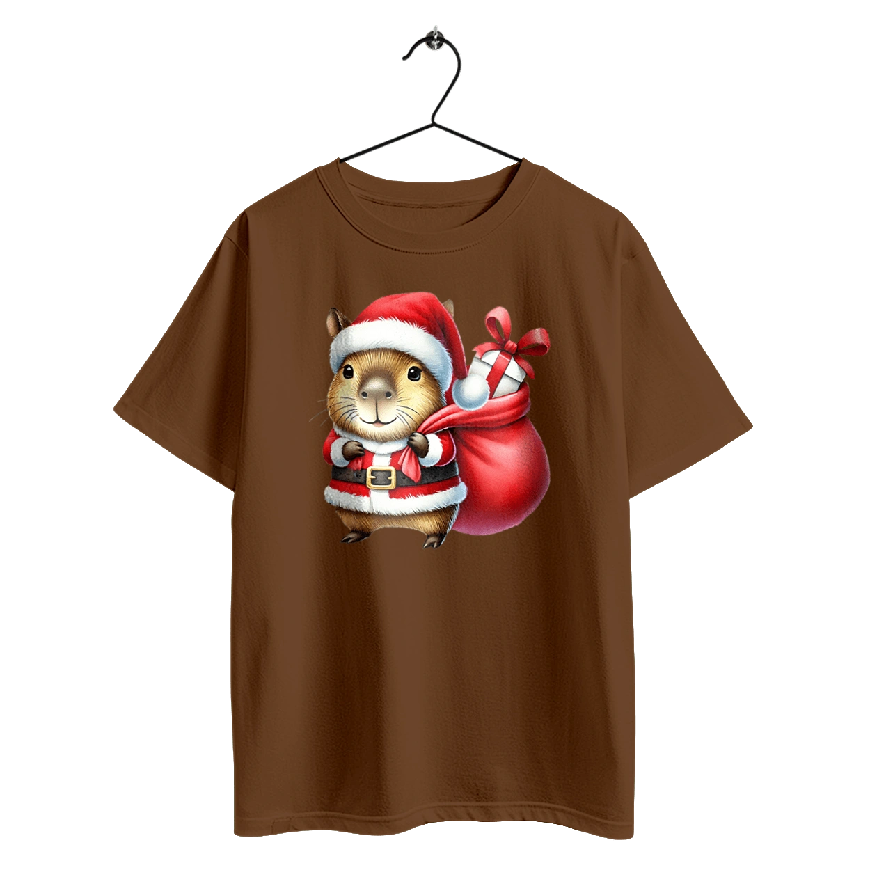 Christmas capybara with a gift