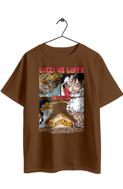 Футболка оверсайз з принтом "Ван Піс Роб Луччі и Луффі". Lucci, luffy, one piece, аніме, ван піс, луффі, луччі, манга, пірати, роб луччі. 2070702