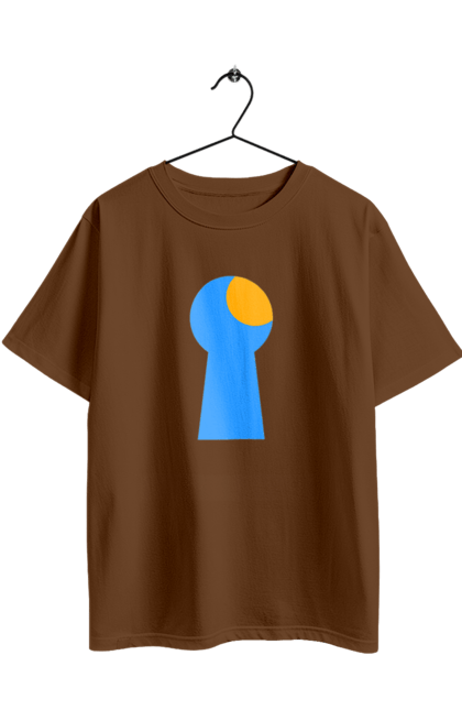 Футболка оверсайз з принтом "Замочная скважина". Відчини двері, двері, замок, ключ, свердловина, світло крізь, цікавість, щілина. 2070702