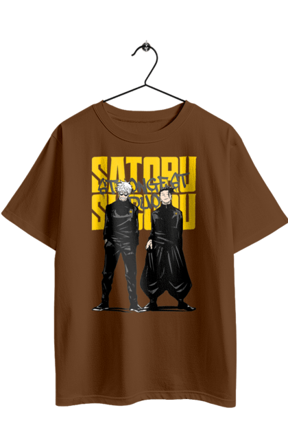 Oversized t-shirt with prints Jujutsu Kaisen Gojo and Geto. Anime, dark fantasy, geto, gojo, jujutsu kaisen, magic battle, manga, mystic, suguru geto. 2070702