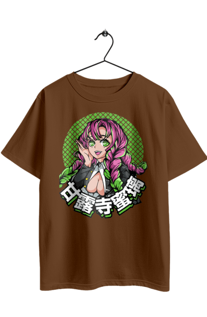 Футболка оверсайз с принтом Клинок Рассекающий Демонов Мицури. Anime, demon slayer, manga, mitsuri, mitsuri kanroji, аниме, истребитель демонов, манга, мицури, мицури канроджи. 2070702