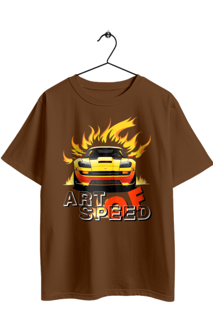Футболка оверсайз з принтом "Машина у вогні". Автомобіль, вогонь, спортивна машина, спортивний автомобіль, швидкість. 2070702