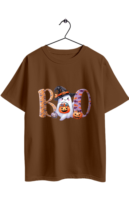 Футболка оверсайз з принтом "Хелловін Привид". 31 жовтня, halloween, гелловін, жовтень, капощі, ласощі, лякати, привид, свято, хелловін. 2070702