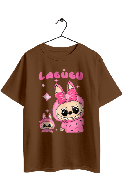 Футболка оверсайз з принтом "Лабубу". Іграшка лабубу, лабубу, лабубу кока кола, мерч лабубу, мила, рожева лабубу, смішна лабубу. 2070702