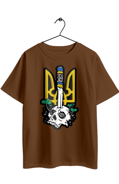 Футболка оверсайз з принтом "Герб ЗСУ". Герб, зсу, патріотична, прапор, череп. 2070702