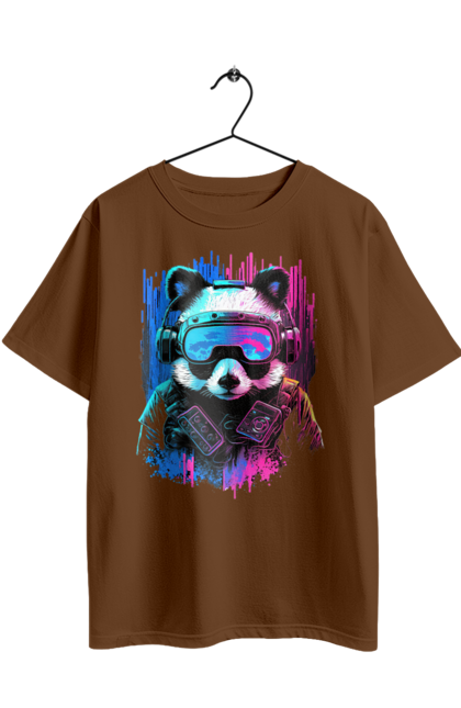 Футболка оверсайз з принтом "Панда в VR шолом". Віртуальна реальність, гік, панда, персонаж, шолом. 2070702