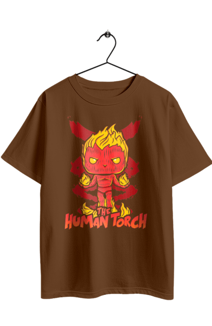 Футболка оверсайз с принтом Человек факел. Fantastic four, human torch, jonathan storm, marvel, джонатан шторм, комикс, марвел, супергерой, фантастическая четверка, человек-факел. 2070702