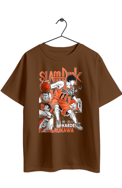 Oversized t-shirt with prints Slam Dunk Kaede Rukawa. Anime, basketball, comedy, kaede rukawa, manga, school, shonen, slam dunk, sports anime. 2070702