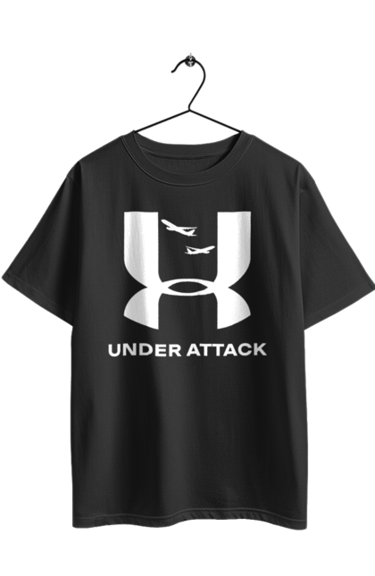 Футболка оверсайз з принтом "Under Attack white". Андер армор, бренди, гумор, приколи, прикольні, ундер армор. 2070702