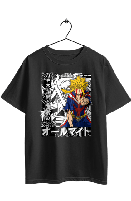 Футболка оверсайз з принтом "Моя академія героїв Всемогутній". All might, my hero academia, yagi toshinori, академія юей, аніме, всемогутній, манга, моя геройська академія, один за всіх, тошинорі ягі. 2070702