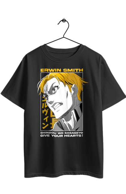 Oversized t-shirt with prints Attack on Titan Erwin. Anime, attack on titan, erwin, erwin smith, manga, shingeki no kyojin, survey corps. 2070702