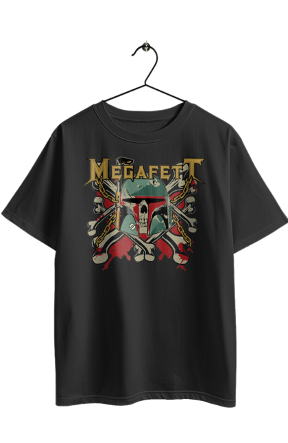 Oversized t-shirt with prints Megafett. Bob fett, boba fett, clone, head hunter, megadeth, megafett, star wars. 2070702