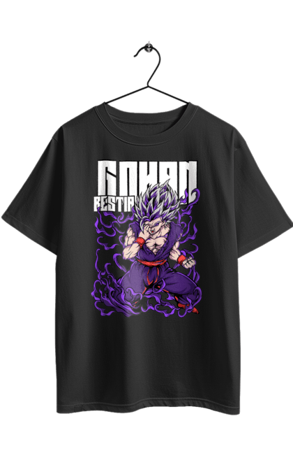 Oversized t-shirt with prints Dragon Ball Gohan. Anime, dragon ball, gohan, goku, manga, tv series, vegeta. 2070702