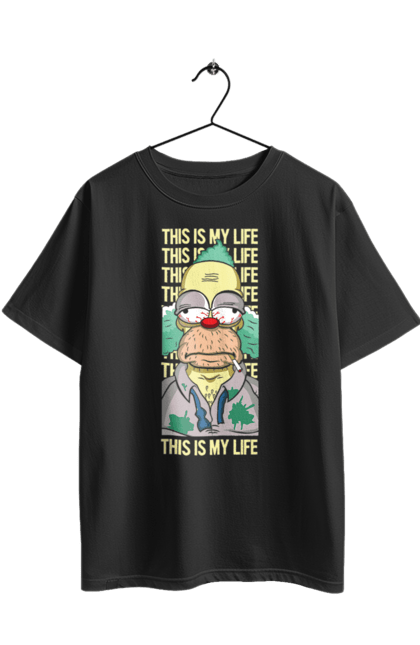 Oversized t-shirt with prints THIS IS MY LIFE KRUSTY plus. Clown, krusty, krusty the clown, simpsons. 2070702