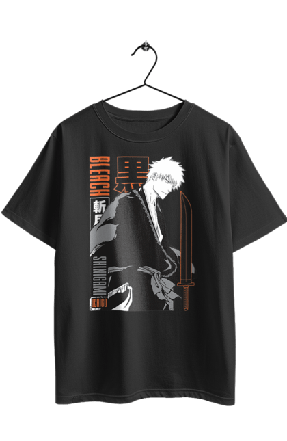 Футболка оверсайз з принтом "Бліч Куросакі Ічіґо". Anime, bleach, ichigo kurosaki, manga, аніме, бліч, ічіго, куросакі ічіґо, манга. 2070702