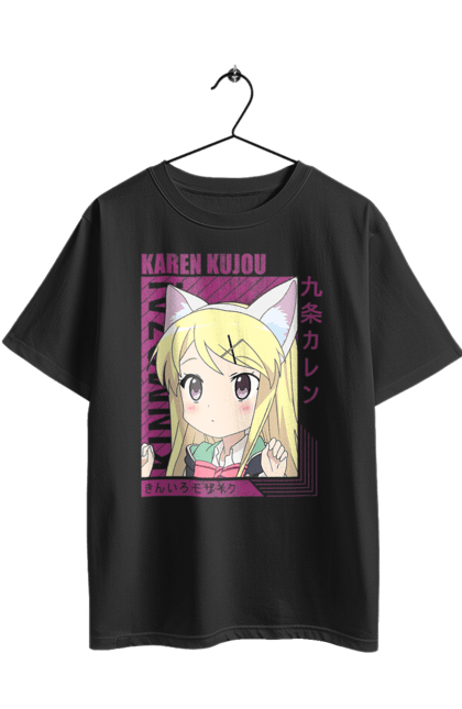 Футболка оверсайз з принтом "Золота мозаїка Карен Куджо". Anime, karen kujo, kiniro mosaic, kinmoza, manga, аніме, золота мозаїка, карен, карен куджо, манга. 2070702