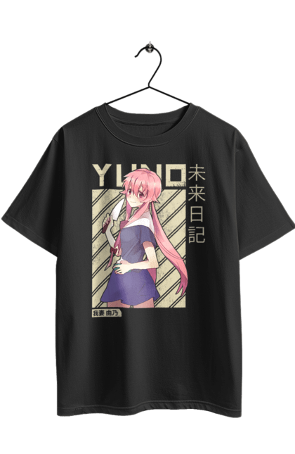 Футболка оверсайз з принтом "Щоденник майбутнього Юно Гасай". Anime, future diary, manga, survival game, yuno gasai, аніме, манга, щоденник майбутнього, юно гасай. 2070702