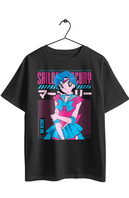 Футболка оверсайз з принтом "Сейлор Мун Меркурій". Ami mizuno, sailor mercury, sailor moon, амі мідзуно, аніме, драма, махо-сьодзьо, сейлор меркурій, сейлор мун, серіал. 2070702