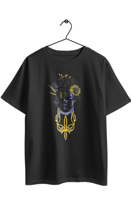 Oversized t-shirt with prints Ukrainian. Sunflower, ukrainian, woman. 2070702
