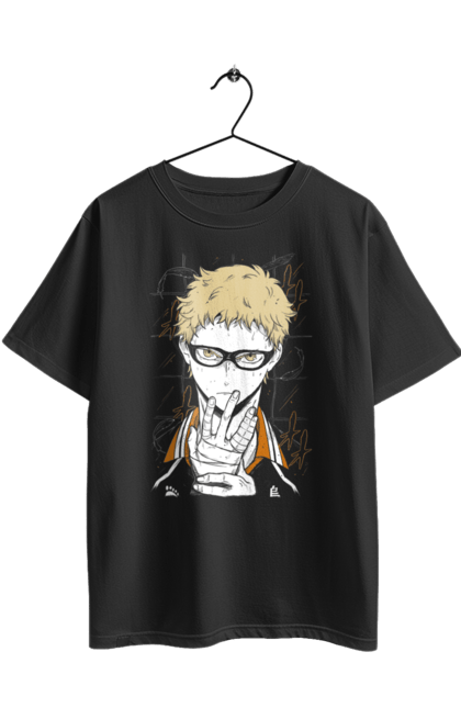 Футболка оверсайз з принтом "Волейбол!! Кей Цукішіма". Anime, haikyu, kei tsukishima, manga, tsukishima, аніме, волейбол, кей цукішіма, манга, цукішіма. 2070702
