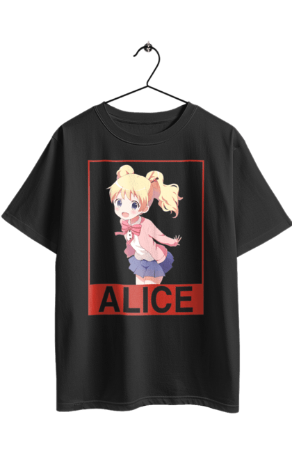 Футболка оверсайз з принтом "Золота мозаїка Аліса Картелет". Alice cartelet, anime, kiniro mosaic, kinmoza, manga, аліса, аліса картелет, аніме, золота мозаїка, манга. 2070702