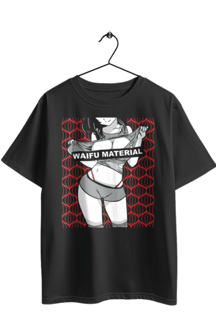 Футболка оверсайз з принтом "Вайфу". Waifu, аніме, вигаданий персонаж, відеогра, груди, манга, персонаж, тіло. 2070702