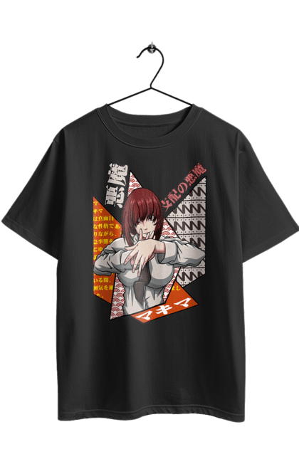 Футболка оверсайз з принтом "Людина Бензопила Макіма". Anime, chainsaw man, makima, manga, аніме, людина-бензопила, макіма, манга. 2070702