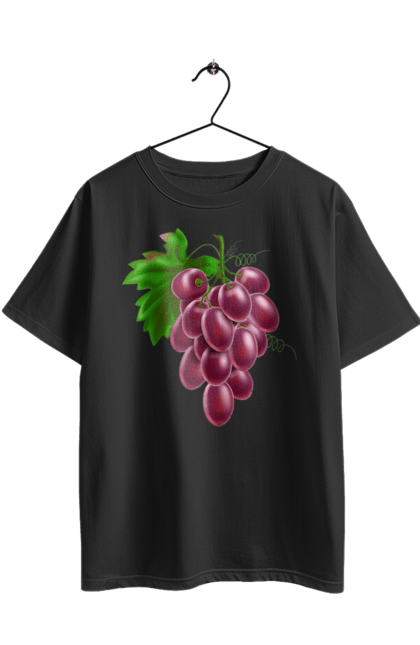 Футболка оверсайз з принтом "Виноград". Виноград, фрукт. 2070702