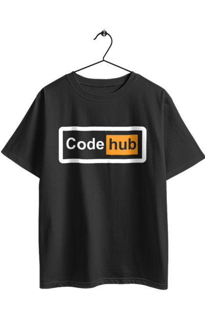 Футболка оверсайз з принтом "Код хаб". Айті, айтішник, для айтішника, для програміста, код хаб, подарунок айтішнику, подарунок програмісту, програміст, розробник. 2070702