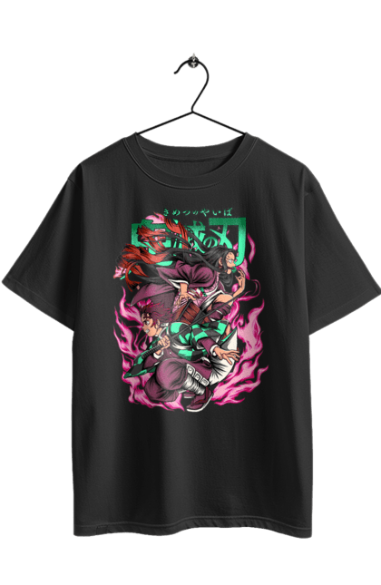 Футболка оверсайз з принтом "Винищувач Демонів Танджіро". Demon slayer, kamado tanjiro, kimetsu no yaiba, аніме, винищувач демонів, манга, танджіро, танджіро камадо. 2070702