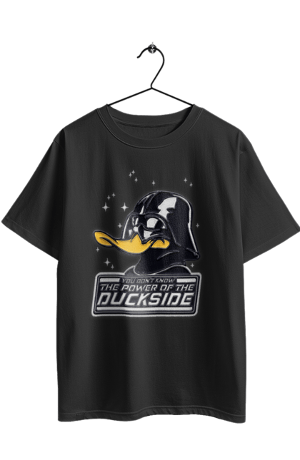 Футболка оверсайз з принтом "Дак Вейдер". Dark side, darth vader, star wars, дарт вейдер, зоряні війни, качині історії, качка, темна сторона. 2070702
