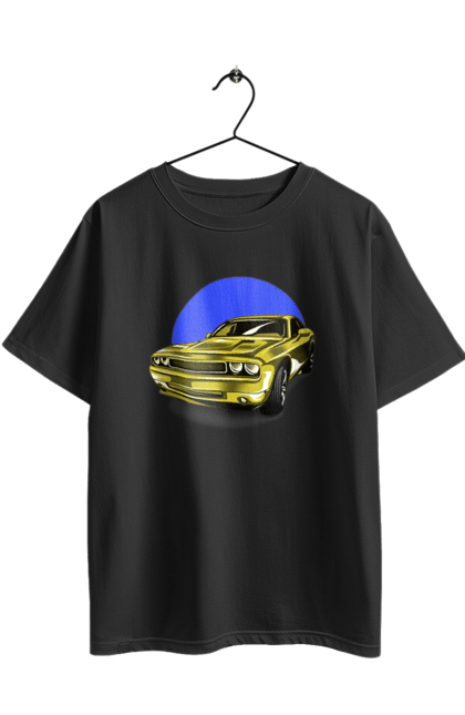Футболка оверсайз з принтом "Український спорткар". Авто, додж челенджер, маслкар, машина, потужне авто, спорткар, український спорткар, швидкість. 2070702