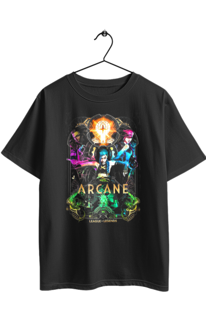 Футболка оверсайз з принтом "Аркейн". Arcane, fortiche, league of legends, riot games, аркейн, вай, джинкс, мультсеріал, фентезі. 2070702