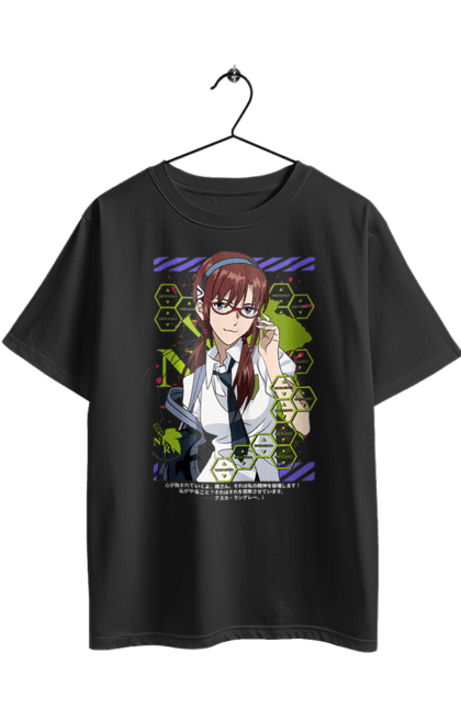 Футболка оверсайз з принтом "Євангеліон Марі". Evangelion, mari, mari makinami illustrious, neon genesis evangelion, аніме, єва-02, єва-05, євангеліон, марі, янгол. 2070702