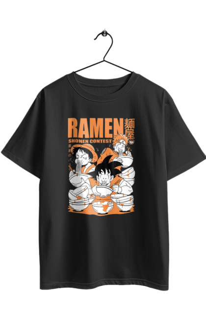 Футболка оверсайз з принтом "Рамен". Anime, manga, ramen, аніме, гоку, їжа, луффі, наруто, персонажі, рамен. 2070702