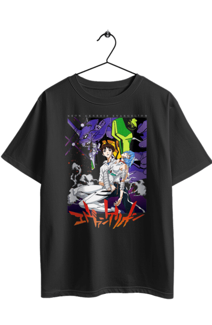 Футболка оверсайз з принтом "Євангеліон". Evangelion, аніме, аянамі, єва, єва 00, євангеліон, манга, рей, синдзі, сіндзі. 2070702