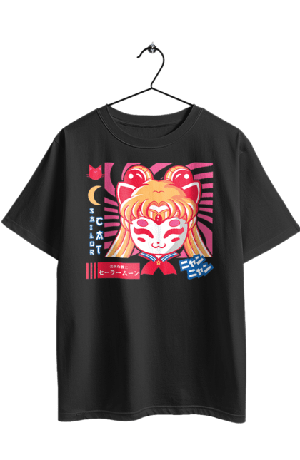 Футболка оверсайз с принтом Сейлор Мун Кошка. Sailor moon, usagi tsukino, аниме, драма, кот, кошка, махо-сёдзё, сейлор мун, сериал, усаги цукино. 2070702