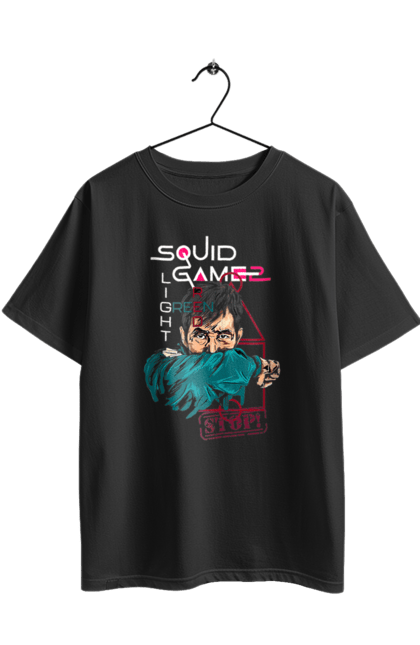 Футболка оверсайз з принтом "Гра в кальмара Сон Гі Хун". 456, netflix, seong gi-hun, squid game, гра в кальмара, гравець 456, нетфлікс, серіал, сон гі хун. 2070702