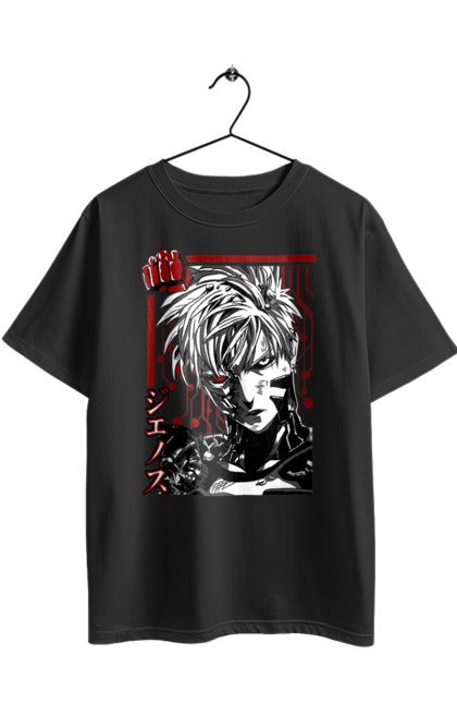 Футболка оверсайз з принтом "Ванпанчмен Генос". Genos, one punch man, аніме, ванпанчмен, генос, демон, кібер, кібер-демон, манга, супергерої. 2070702