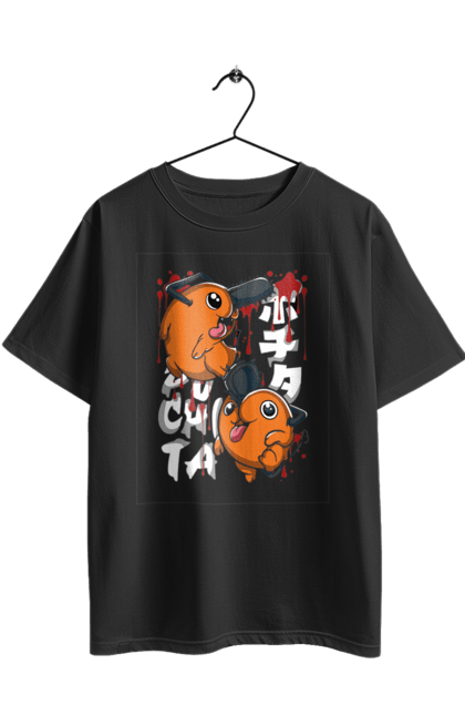 Футболка оверсайз з принтом "Людина Бензопила Почіта". Anime, chainsaw man, manga, pochita, аніме, демон, людина-бензопила, манга, почіта, шьонен. 2070702