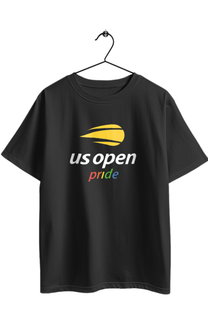 Футболка оверсайз з принтом "Тенісний турнір US Open pride". Великий теніс, відкритий чемпіонат, гравці, м`яч, нью йорк, призовий фонд, ракетка, спонсор, хард, чемпіонат америки. 2070702