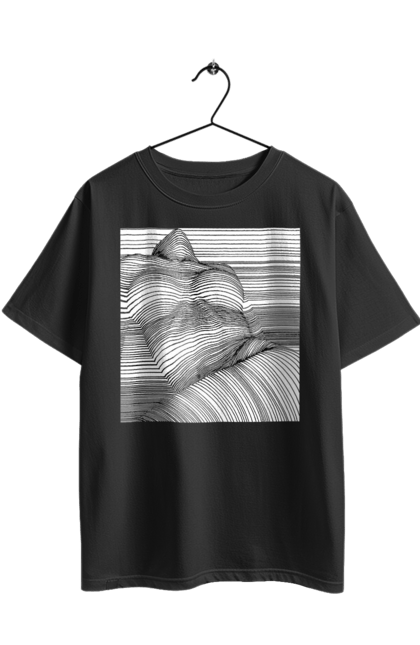 Футболка оверсайз з принтом "Дівчина В Смужку". Гола, сиськи. 2070702