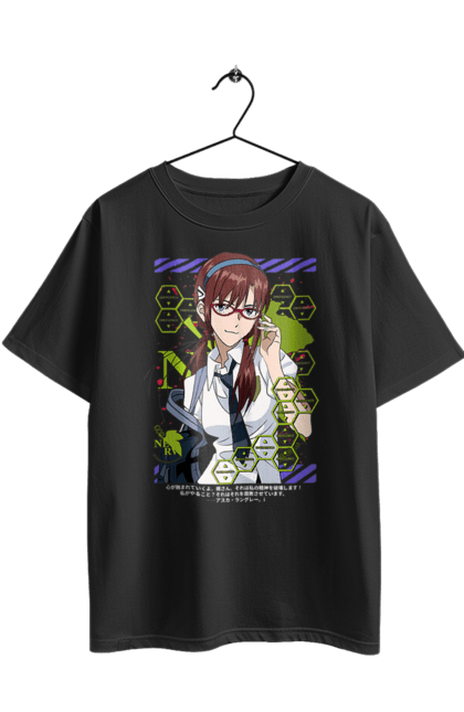 Футболка оверсайз з принтом "Євангеліон Марі". Evangelion, mari, mari makinami illustrious, neon genesis evangelion, аніме, єва-02, єва-05, євангеліон, марі, янгол. 2070702